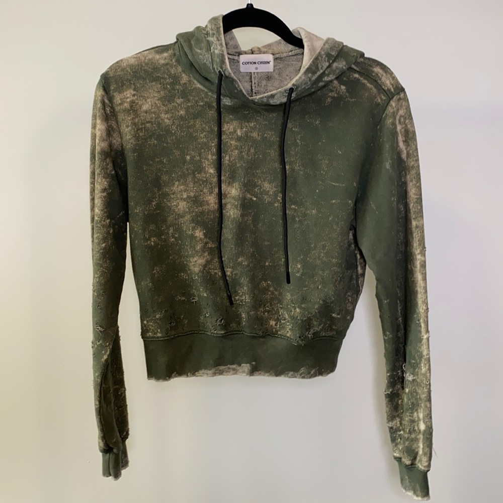 Cotton Citizen Green Cropped Hoodie